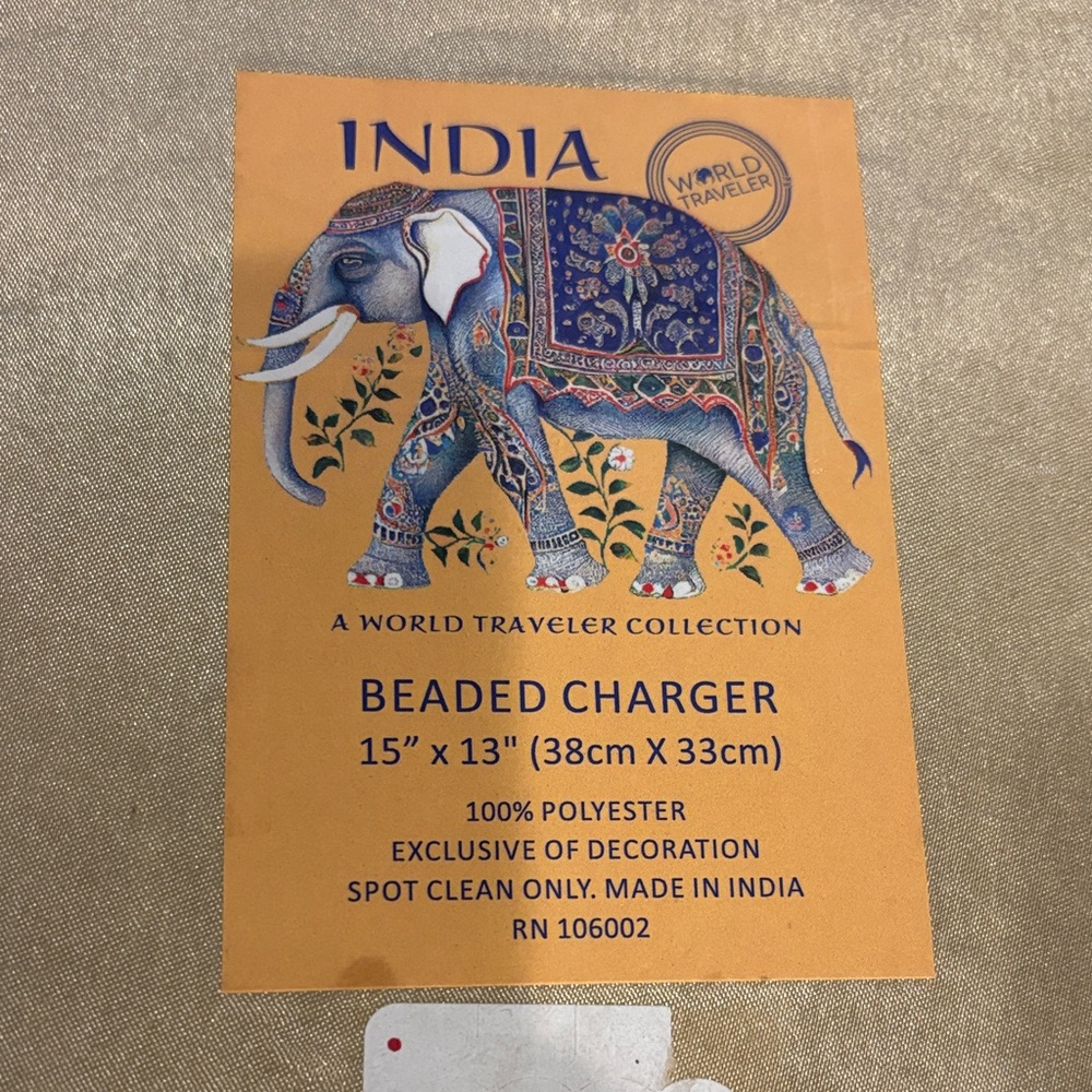 Intricate Beaded Hamsa plate charger made India - Picture 9 of 10